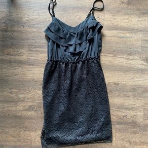 Xhilaration black dress lace ruffles medium